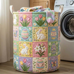 Easter Garden Quilted Laundry Basket Bunny Easter Egg Clothes Hamper Best Home Decor Gifts