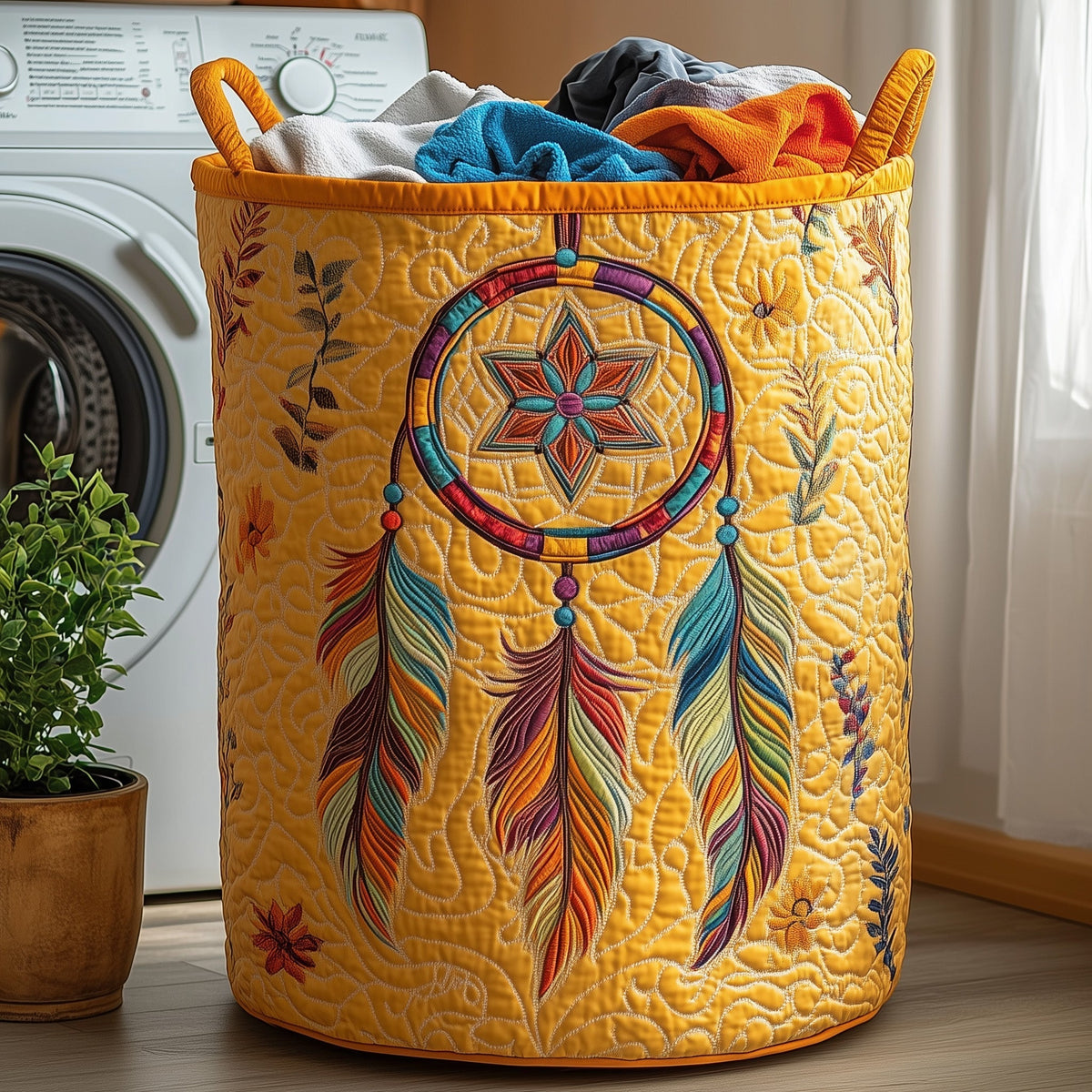 Dreamcatcher Feathers Quilted Laundry Basket Dreamcatcher Feathers Clothes Hamper House Gift