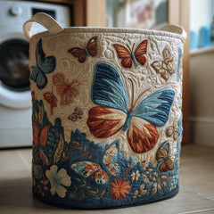 Butterfly Garden Quilted Laundry Basket Butterfly Lover Storage Basket Gifts For Living Rooms