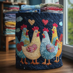 Chicken Patchwork Quilted Laundry Basket Chicken Lover Clothes Hamper Room Decor Gifts