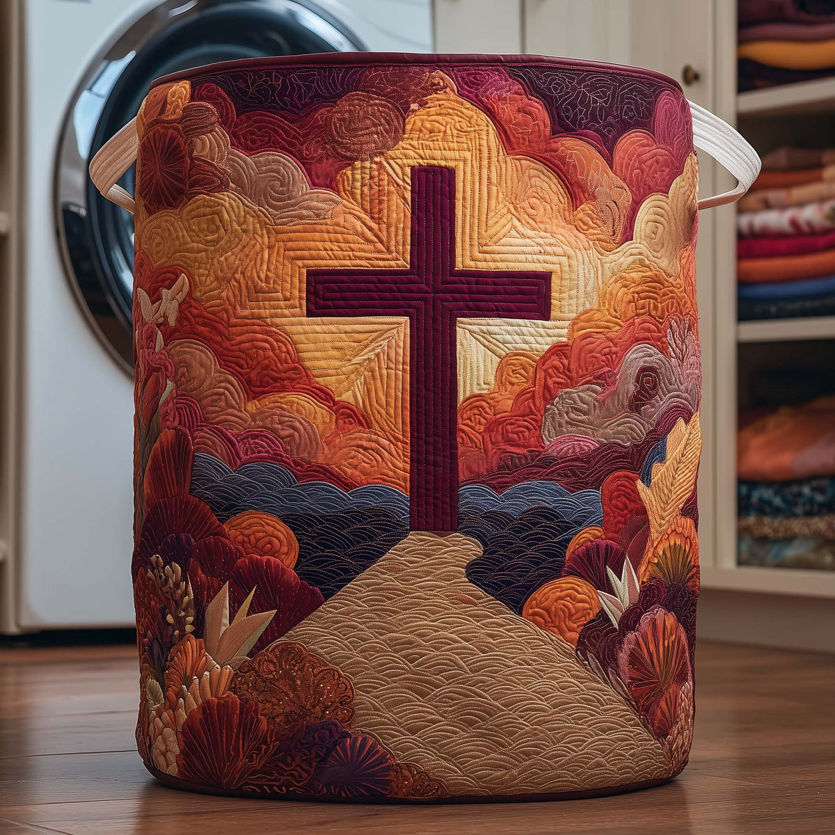 Cross Heaven Quilted Laundry Basket Cross Heaven Laundry Bin Trendy Room Decor Gifts