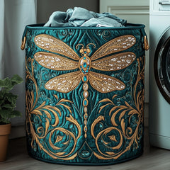 Dragonfly Elegance Quilted Laundry Basket Dragonfly Floral Hamper Pretty Room Decor For Her