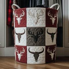 Deer Skull Quilted Laundry Basket Deer Skull Laundry Hamper Home Gifts For Sister