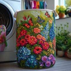 Butterfly Garden Quilted Laundry Basket Floral Butterfly Storage Basket Room Lover Gift