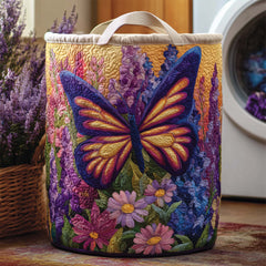 Butterfly Garden Quilted Laundry Basket Butterfly Floral Clothes Hamper Home Gifts For Wife