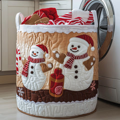 Christmas Snowman Quilted Laundry Basket Gingerbread Snowman Hamper Gift For Cozy Spaces