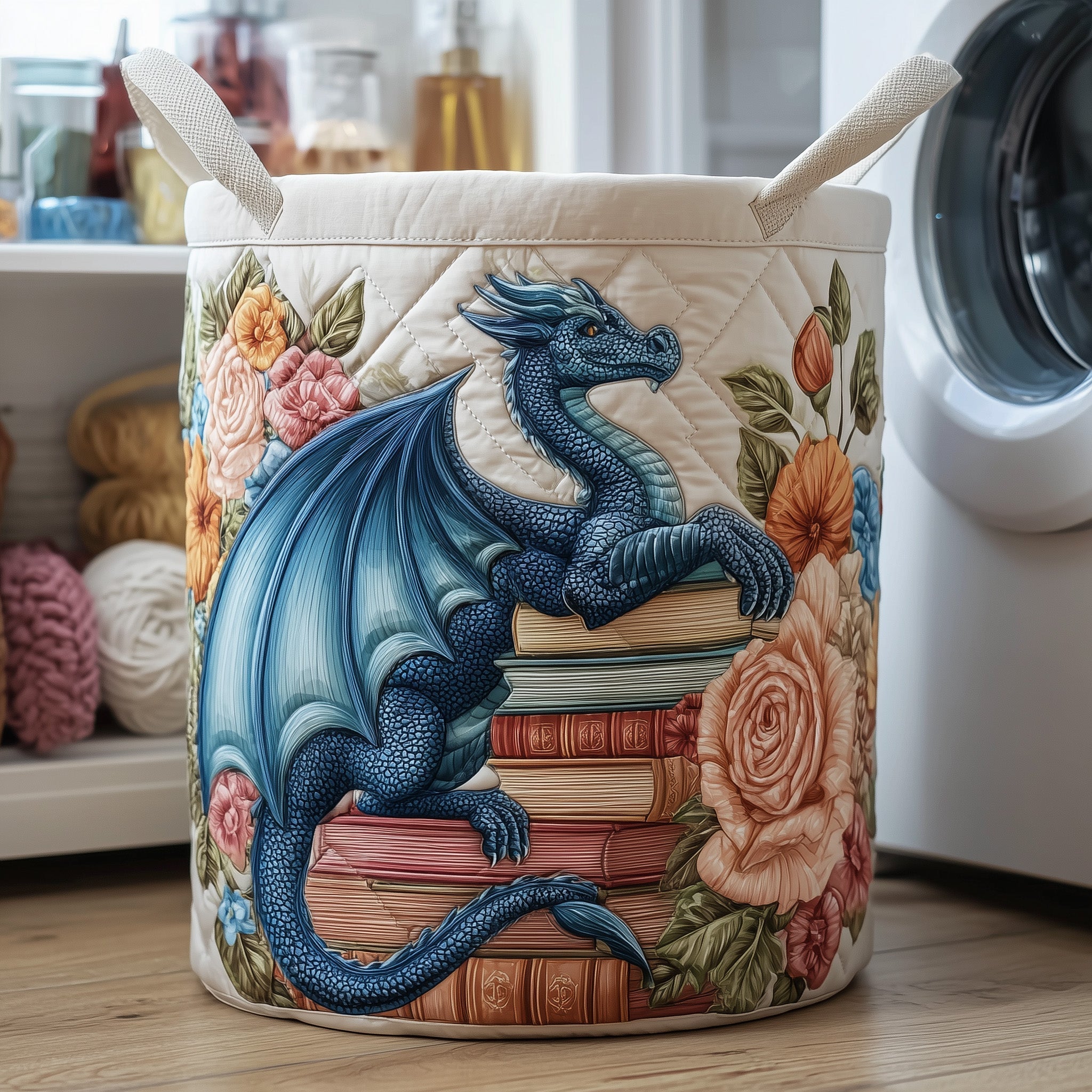 Dragon Book Garden Quilted Laundry Basket Dragon Book Lover Laundry Bin Great Home Decor Finds