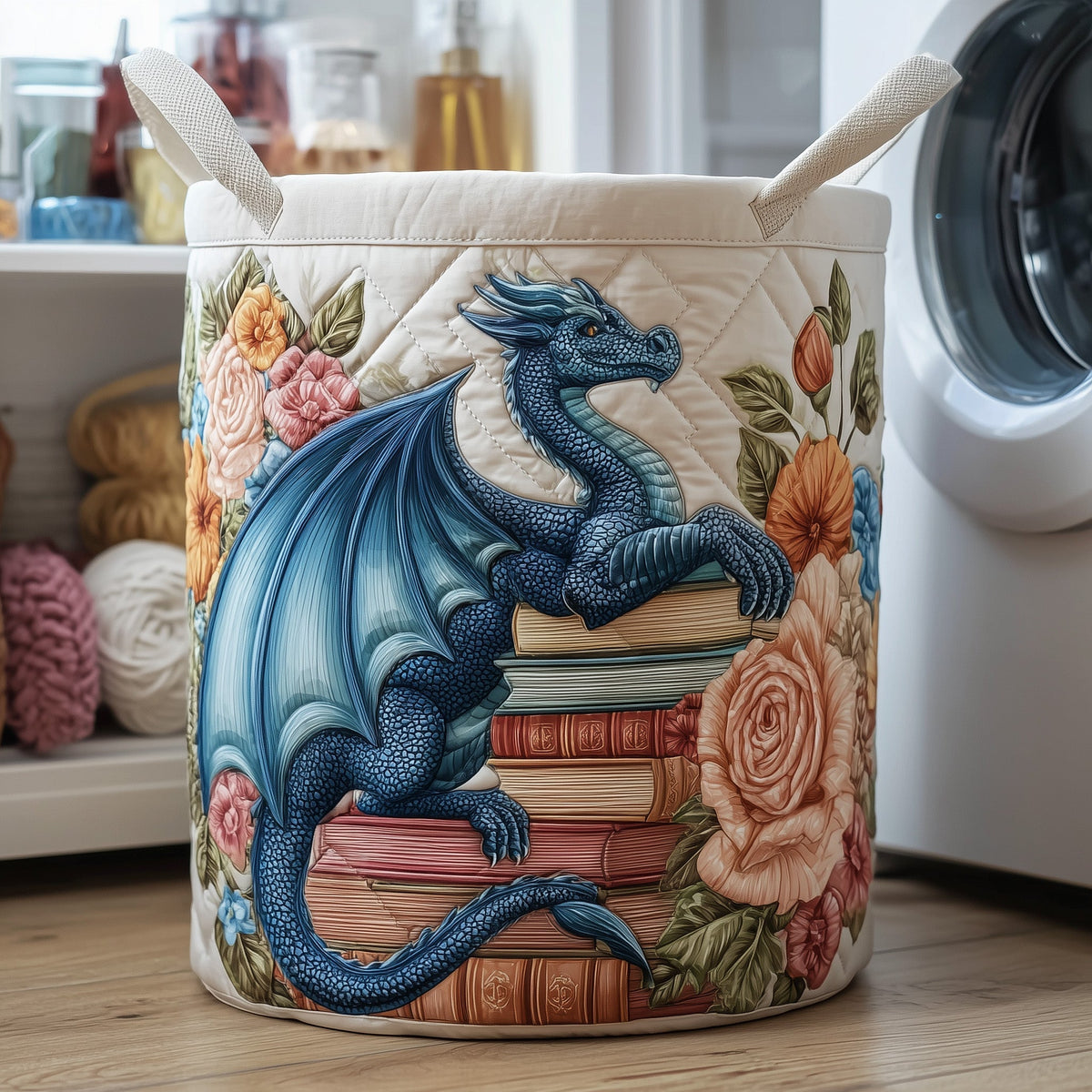 Dragon Book Garden Quilted Laundry Basket Dragon Book Lover Laundry Bin Great Home Decor Finds