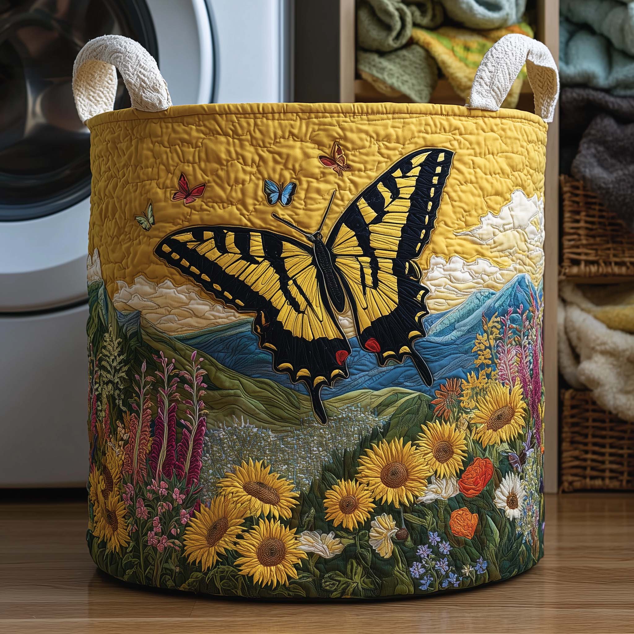 Butterfly Meadow Quilted Laundry Basket Butterfly Lover Hamper Best Decor Gift