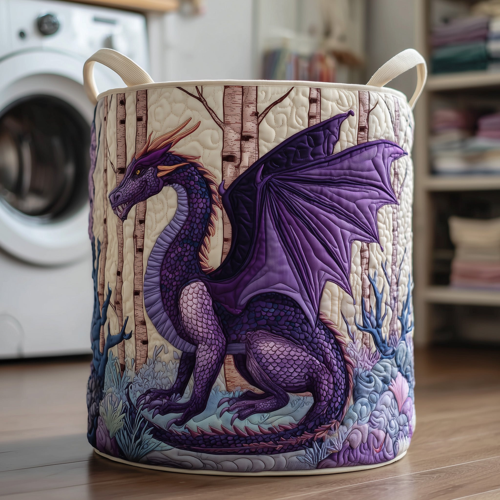Dragon Forest Quilted Laundry Basket Dragon Forest Storage Basket Gift For Home Decorators