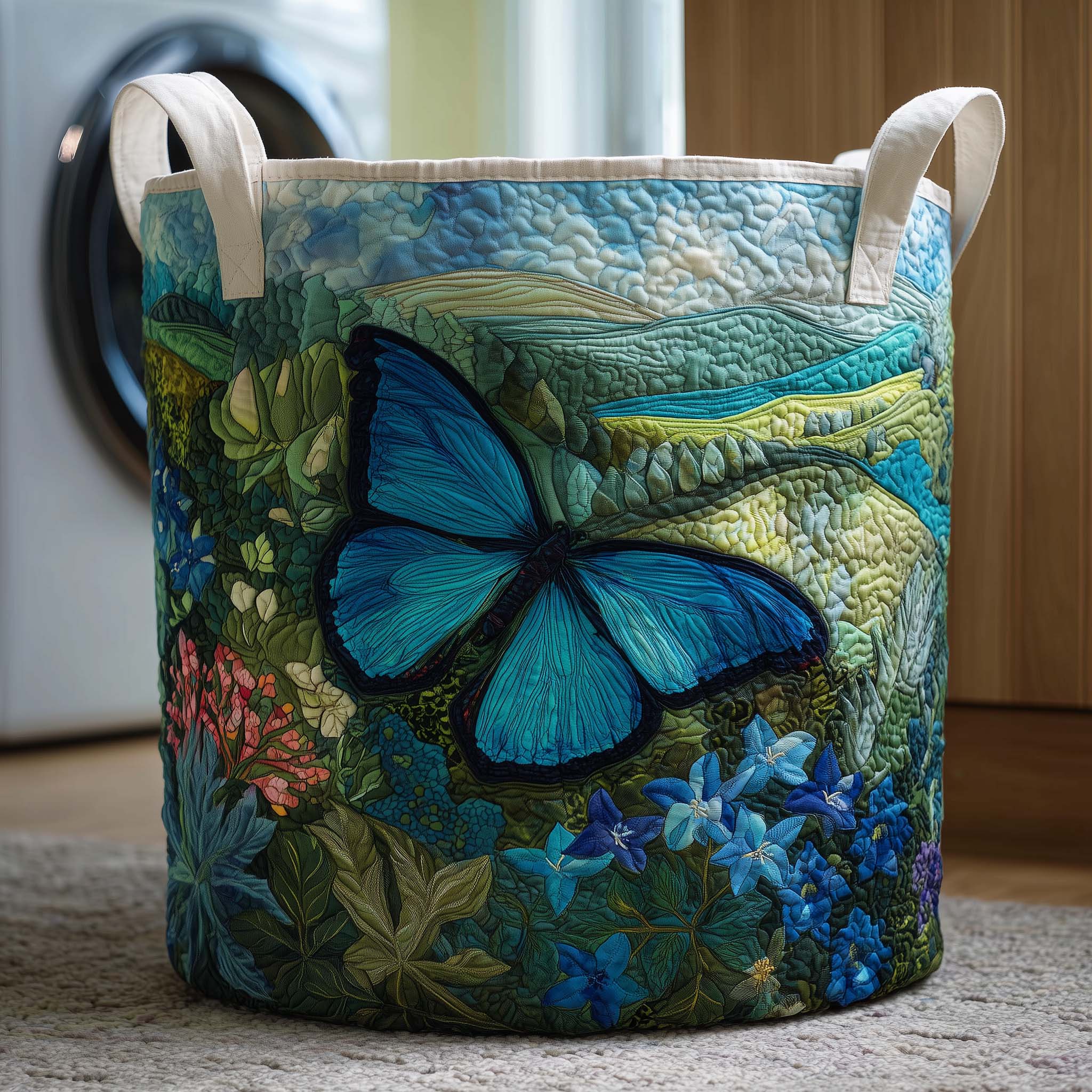 Butterfly Garden Quilted Laundry Basket Butterfly Lover Hamper Present For Home Lovers