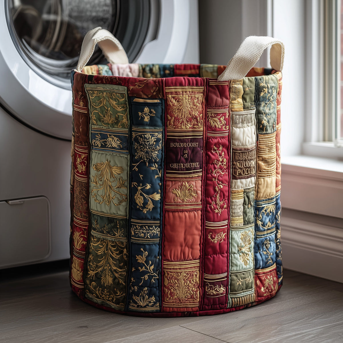 Book Spine Quilted Laundry Basket Book Lover Laundry Hamper Unique Room Decor Gifts