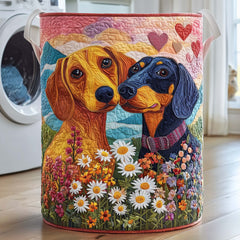 Dachshund Meadow Quilted Laundry Basket Dachshund Lover Clothes Hamper Home Decor Gifts For Her