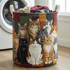 Feline Friends Quilted Laundry Basket Cat Lover Laundry Hamper New Gift
