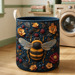 Bumblebee Garden Quilted Laundry Basket Bee Lover Hamper Cute Room Decor