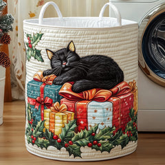 Christmas Black Cat Quilted Laundry Basket Cat Lover Clothes Hamper New Home Gift Ideas