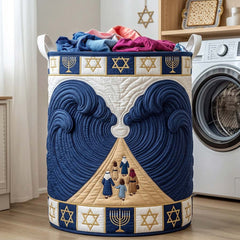 Daniel In The Lions_ Den Quilted Laundry Basket Jewish Exodus Clothes Hamper Unique Gift