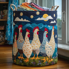 Chicken Moonscape Quilted Laundry Basket Chicken Lover Clothes Hamper Decor Gift