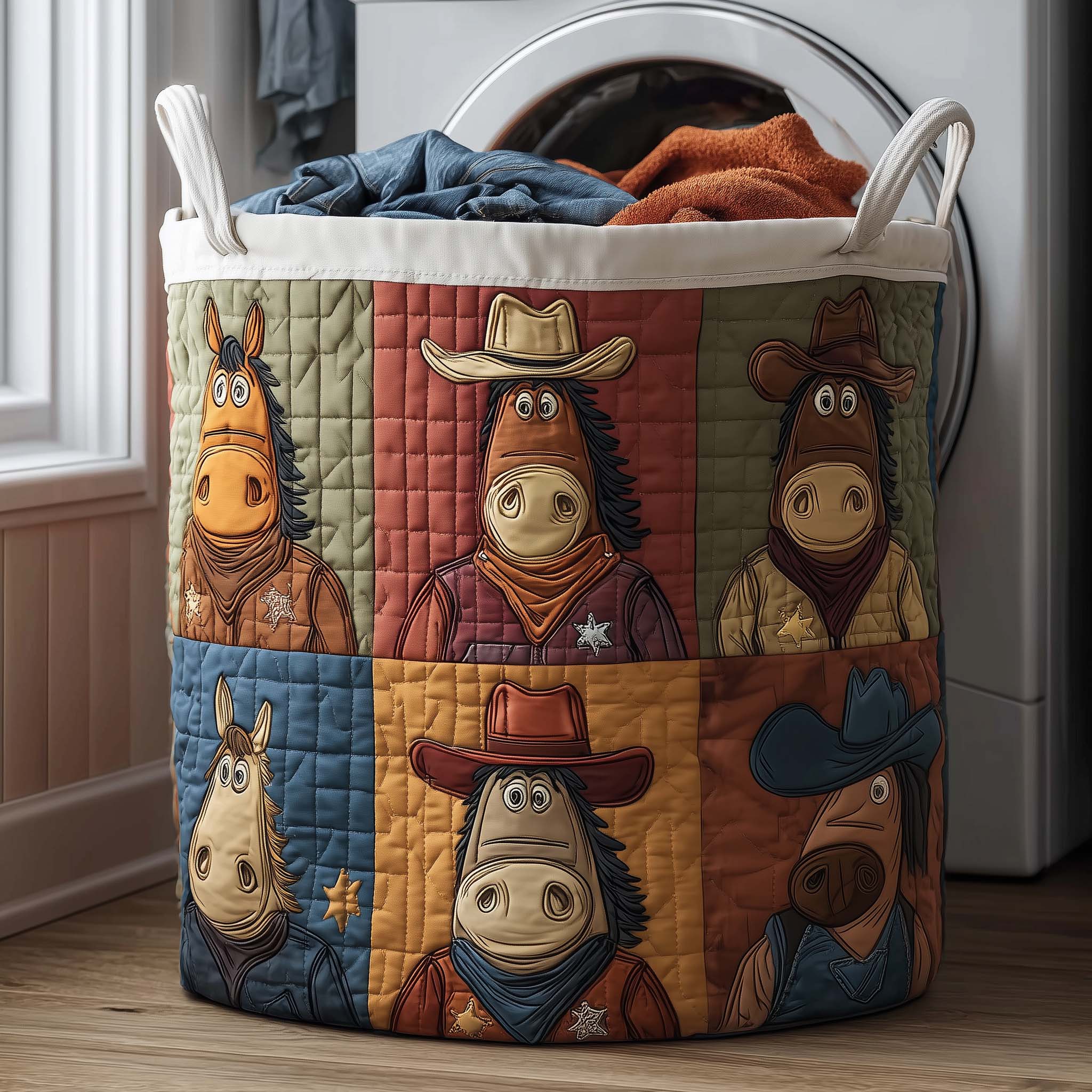 Cowboy Horses Quilted Laundry Basket Horse Cowboy Laundry Hamper Cute Room Decor Finds