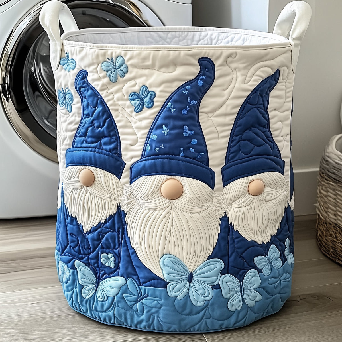 Gnome Garden Quilted Laundry Basket Gnome Butterfly Laundry Bin Presents For New Home