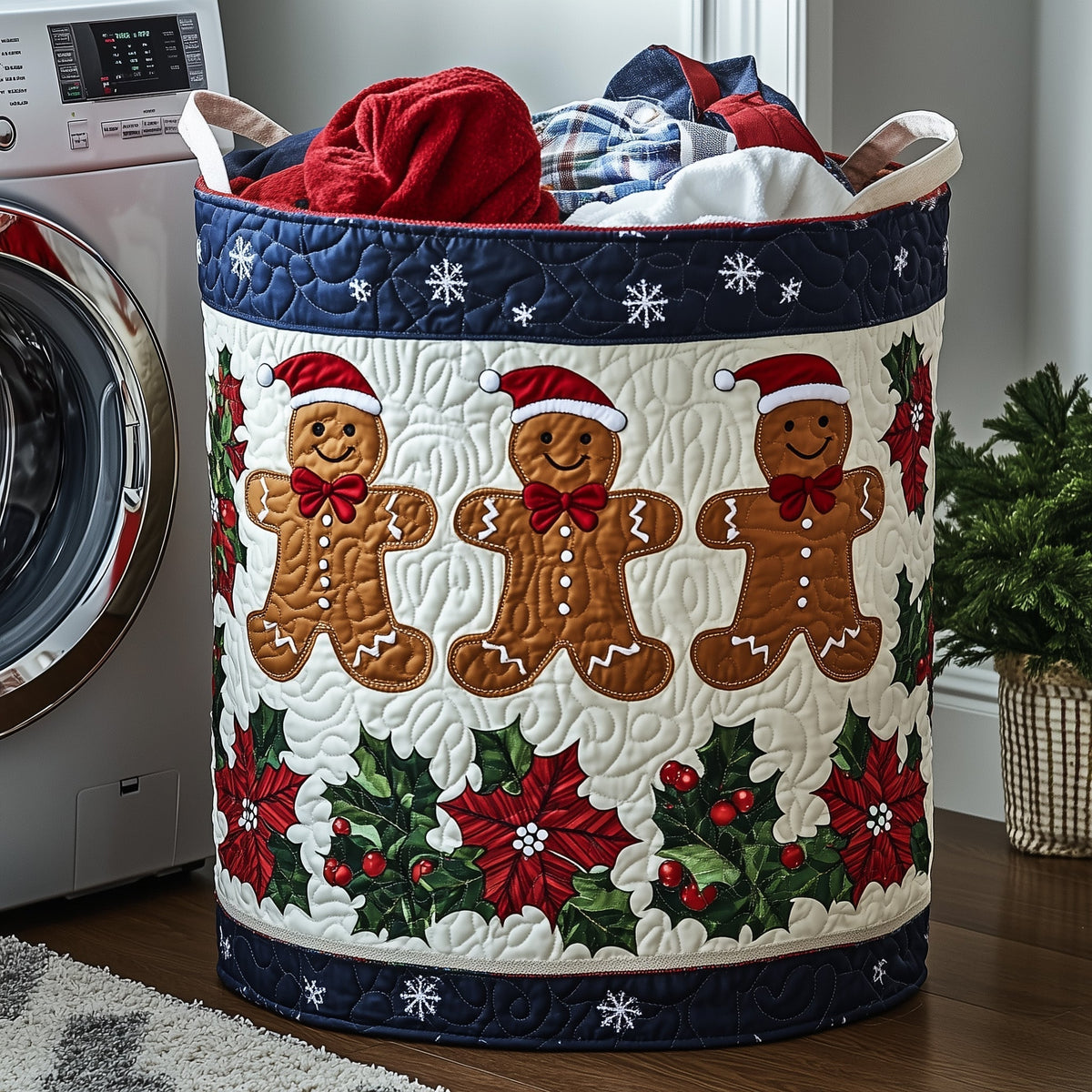Gingerbread Christmas Quilted Laundry Basket Gingerbread Man Clothes Hamper Room Decor Ideas