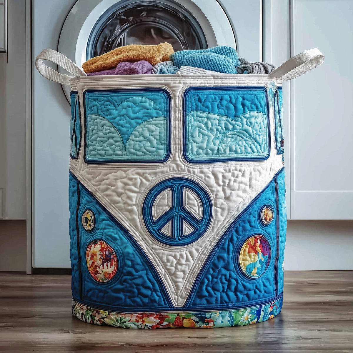 Peace Van Quilted Laundry Basket Peace Van Hamper House Lover Gift