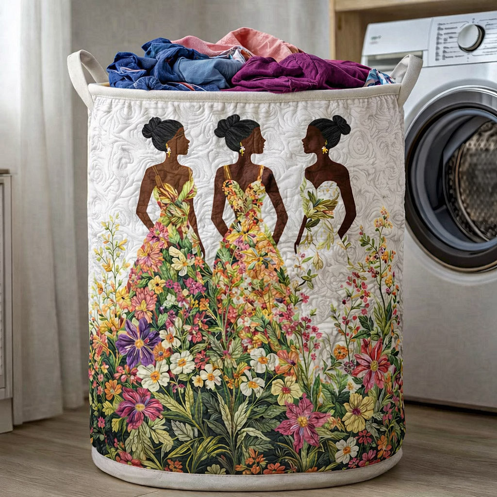 Floral Garden Ladies Quilted Laundry Basket Floral Ladies Laundry Hamper Room Decor Gift