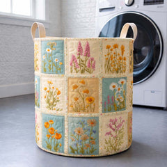 Floral Patchwork Quilted Laundry Basket Botanical Floral Laundry Bin Best Room Decor Gifts
