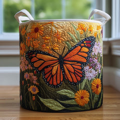 Monarch Butterfly Garden Quilted Laundry Basket Butterfly Floral Clothes Hamper Unique Gift