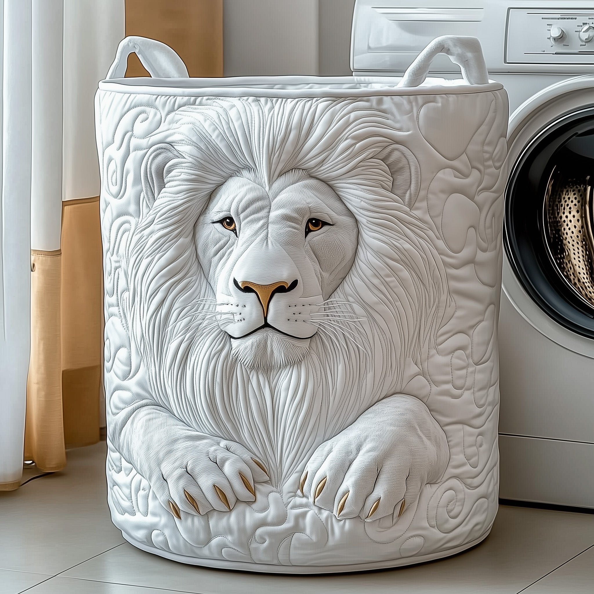 Majestic Lion Quilted Laundry Basket Lion Lover Storage Basket Gifts For Home Decor