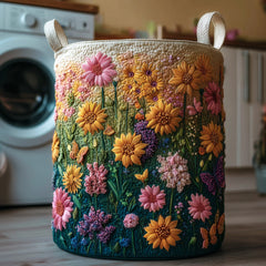 Floral Garden Quilted Laundry Basket Floral Butterfly Laundry Hamper Gifts For Living Rooms