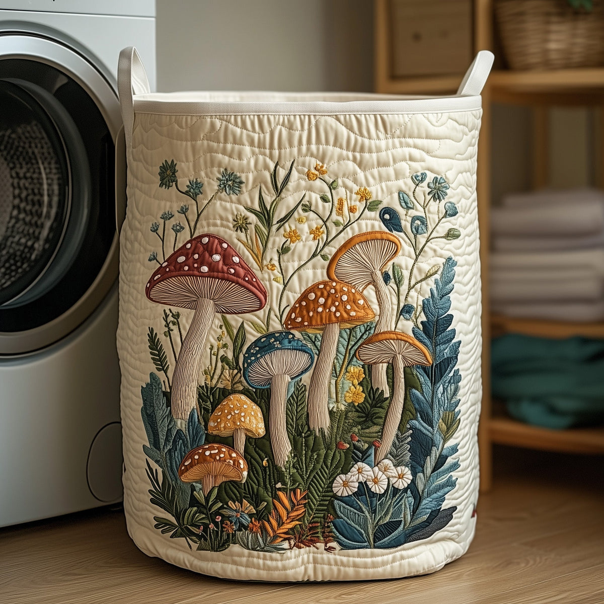 Mushroom Garden Quilted Laundry Basket Mushroom Floral Laundry Bin Best Room Decor Gifts
