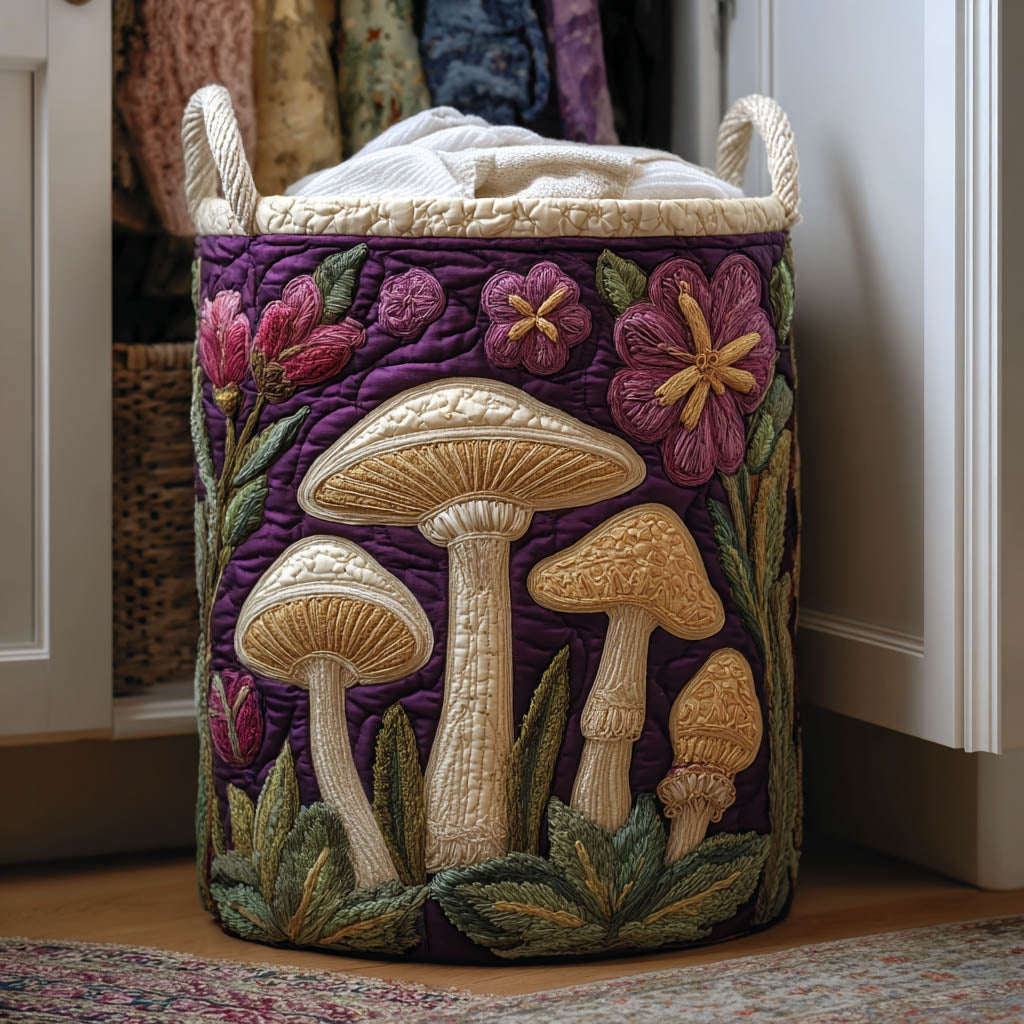 Mushroom Garden Quilted Laundry Basket Mushroom Floral Hamper Present For New Home