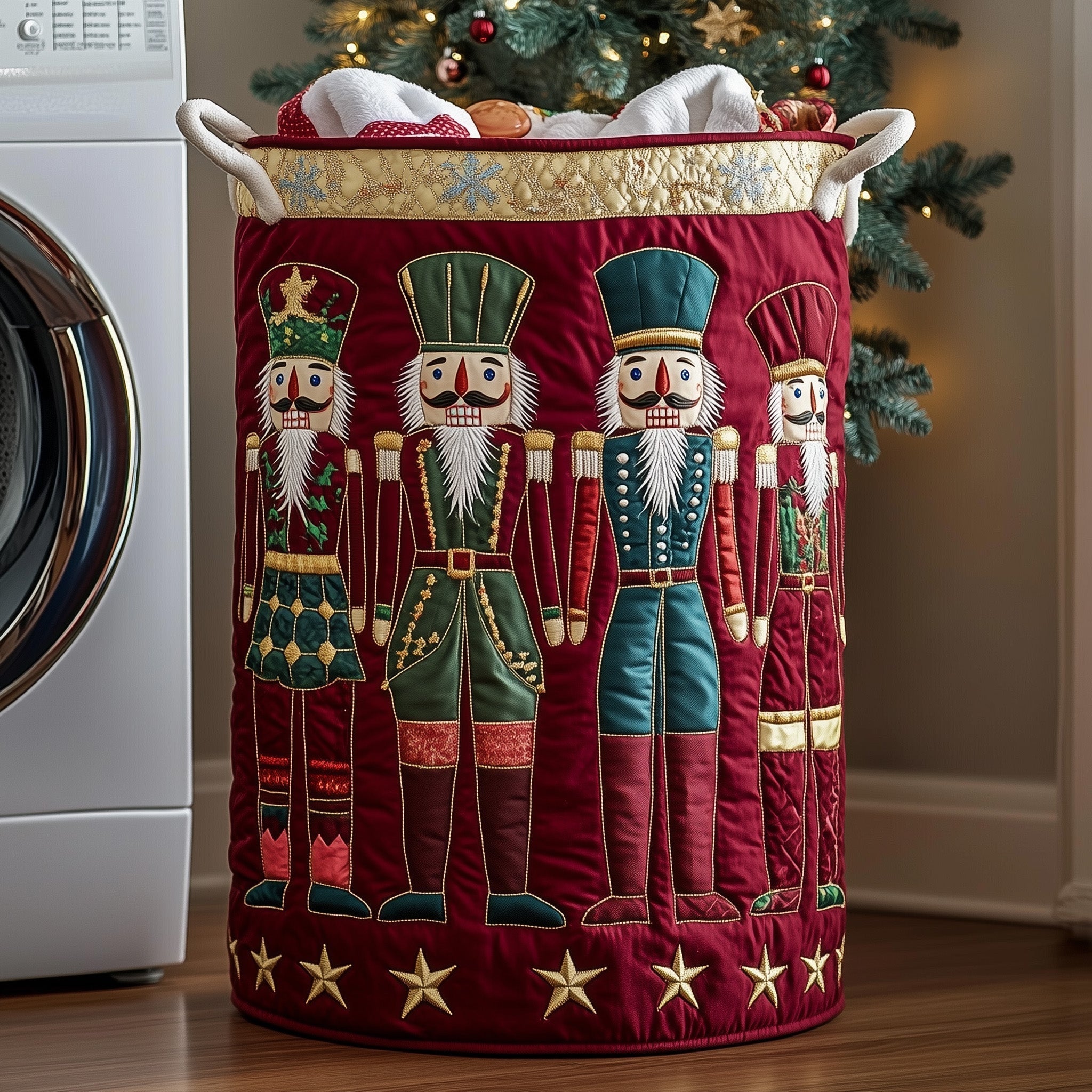 Nutcracker Holiday Quilted Laundry Basket Nutcracker Soldier Laundry Hamper Gifts For New Homes