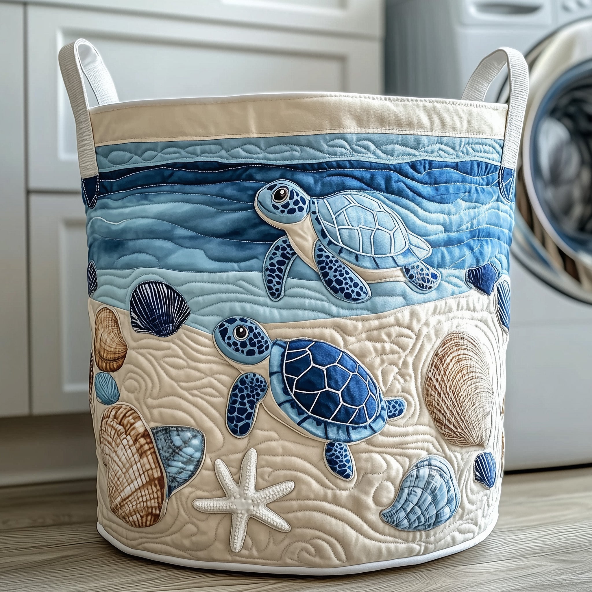 Ocean Turtle Paradise Quilted Laundry Basket Turtle Lover Clothes Hamper Gift For New Home
