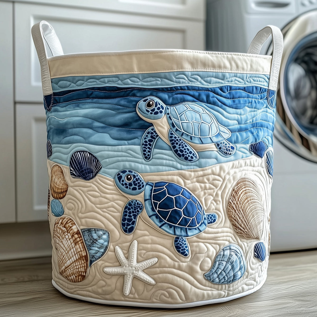 Ocean Turtle Paradise Quilted Laundry Basket Turtle Lover Clothes Hamper Gift For New Home