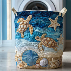 Ocean Turtle Paradise Quilted Laundry Basket Turtle Lover Storage Basket Cute Gift