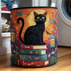 Mystical Black Cat Quilted Laundry Basket Black Cat Lover Hamper Home Decor Gifts For Wife