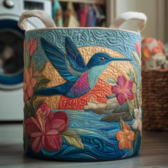 Hummingbird Garden Quilted Laundry Basket Hummingbird Floral Laundry Bin Gift For House Lover