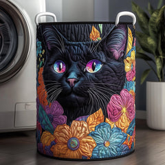 Mystical Cat Garden Quilted Laundry Basket Cat Lover Clothes Hamper Home Lover Gift