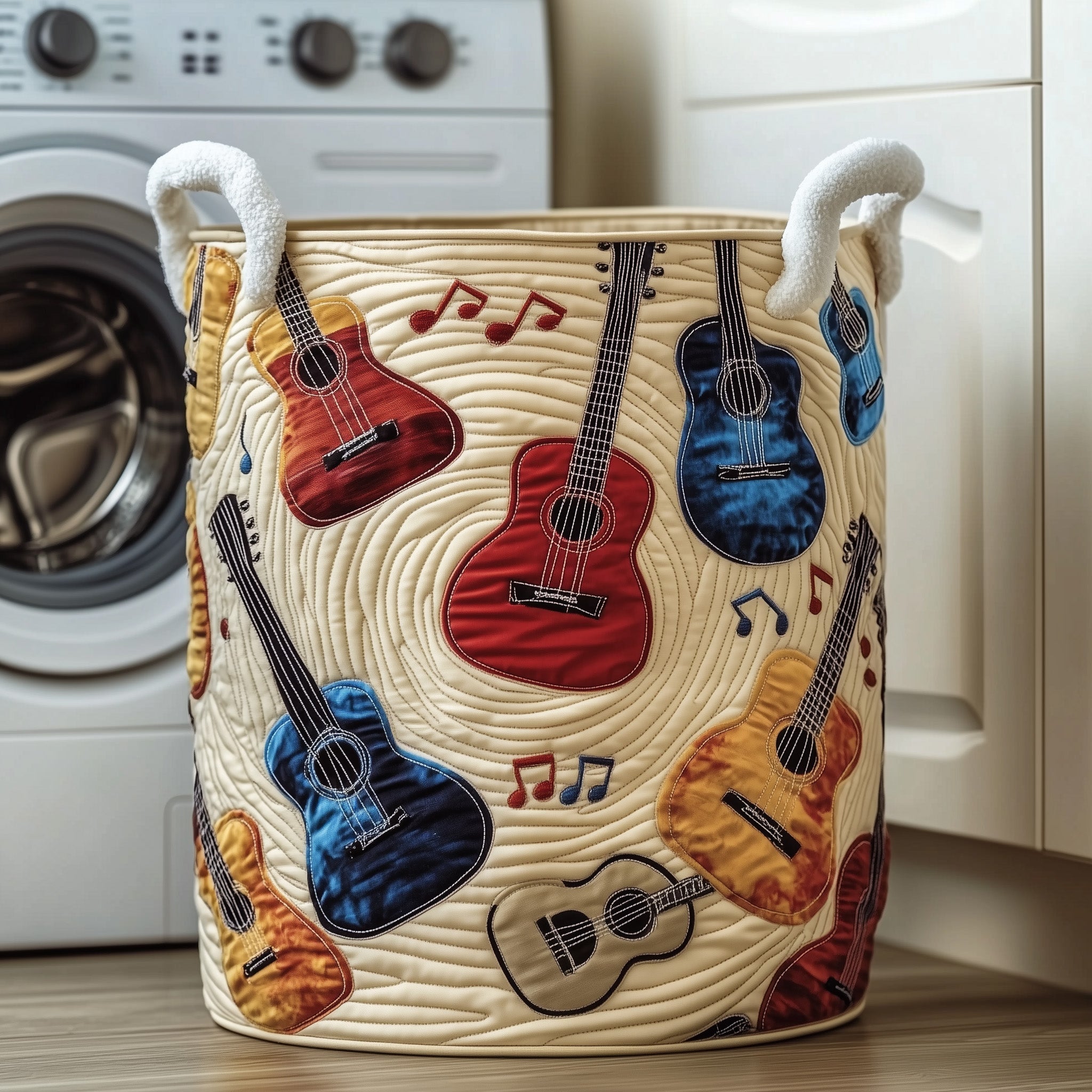 Guitar Melody Quilted Laundry Basket Guitar Lover Laundry Bin Cool Room Decor Gifts