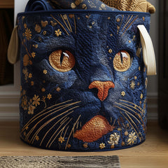 Midnight Cat Garden Quilted Laundry Basket Cat Lover Clothes Hamper Present For House Lovers