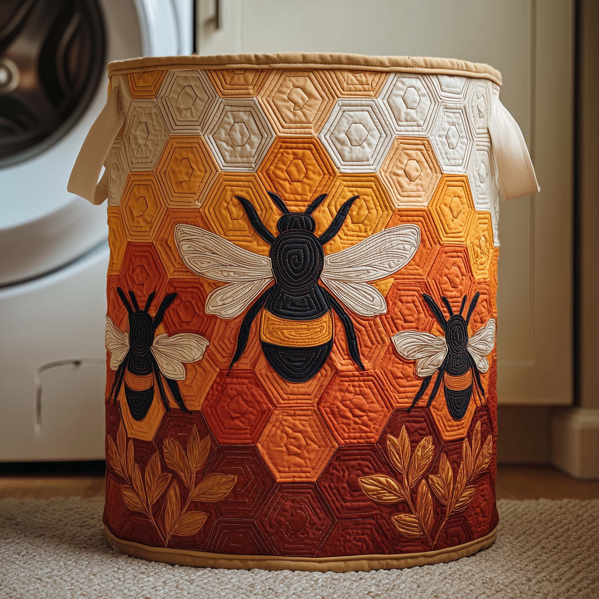 Honeycomb Bee Quilted Laundry Basket Bee Lover Laundry Hamper House Lover Gift Ideas
