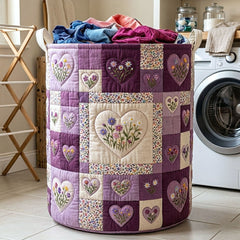 Heart Garden Quilted Laundry Basket Heart Patchwork Laundry Bin Cute Room Decor Finds