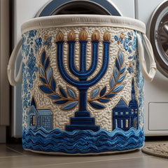 Menorah Garden Quilted Laundry Basket Menorah And Houses Storage Basket Best Home Gifts For Mom