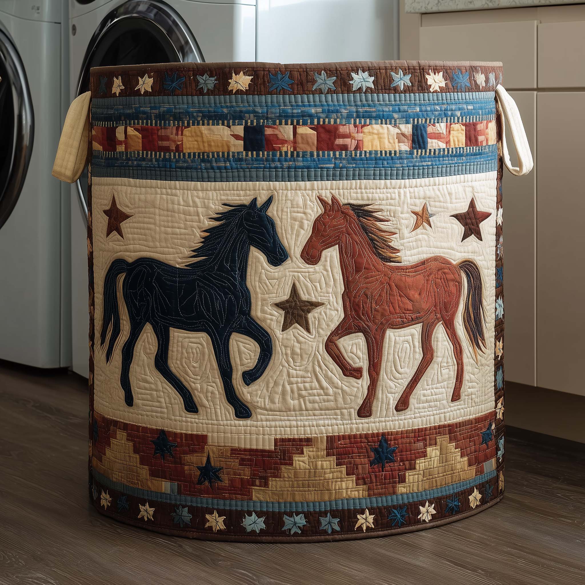 Horse Country Quilted Laundry Basket Horse Lover Storage Basket Soft Cozy Home Decor For Her