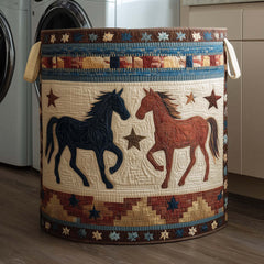 Horse Country Quilted Laundry Basket Horse Lover Storage Basket Soft Cozy Home Decor For Her