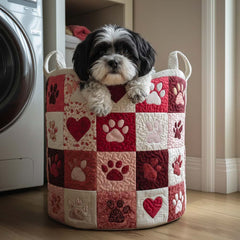 Paw Love Quilted Laundry Basket Dog Lover Storage Basket Unique Home Gifts For Sister