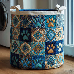 Paw Patchwork Quilted Laundry Basket Paw Lover Storage Basket Room Decor Gift Ideas