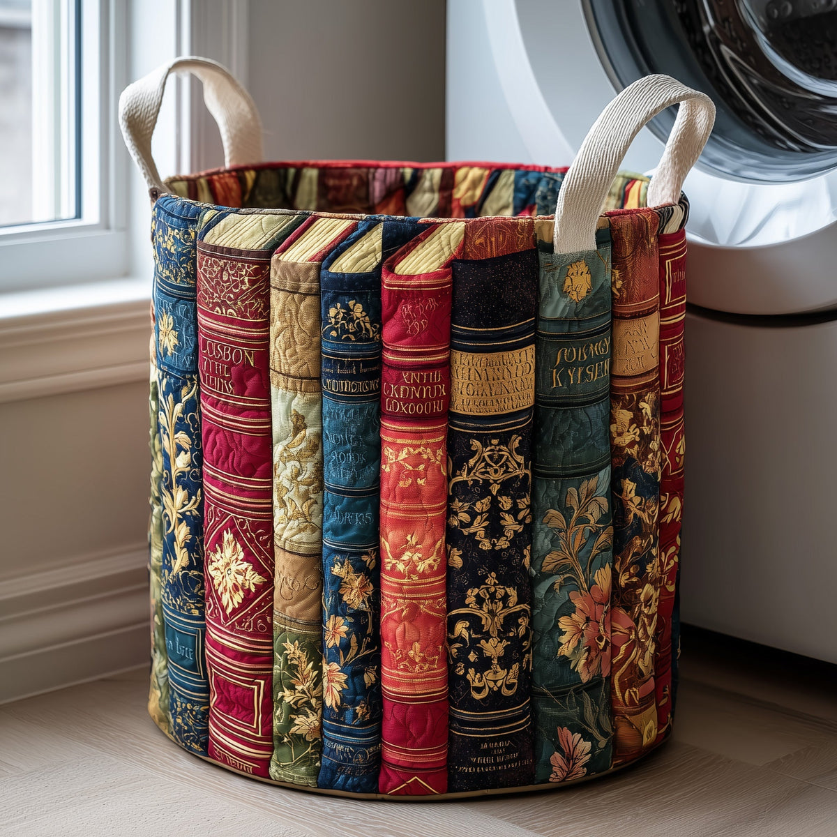 Library Books Spine Quilted Laundry Basket Book Lover Laundry Hamper Home Decor Ideas